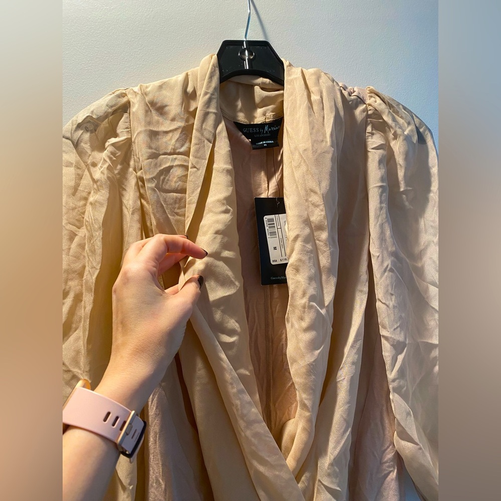 NWT GUESS by Marciano Daria long-sleeve nude sheer fancy bodysuit size Medium